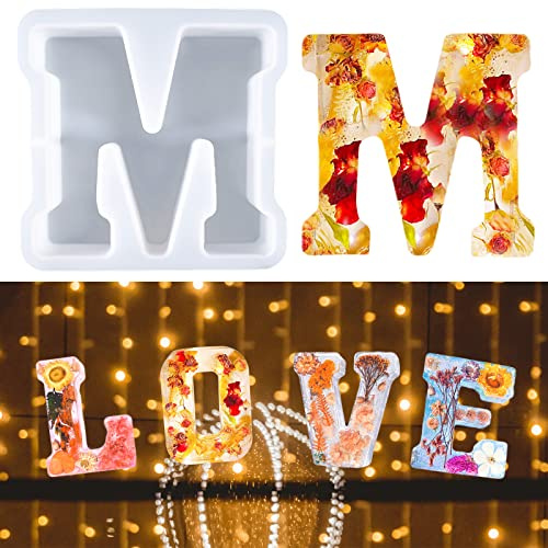 Moule à Grandes Lettres pour Résine, Moule en résine époxy 3D, Moule à Gâteau Avec Lettres de l'alphabet de A à Z, Moule à Gâteau en Résine, Moule de Décoration pour Fête D'anniversaire (M)