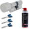 ToniTec Set aus ABUS Schließzylinder EC880 inkl. 3 Schlüssel modular verschiedenschließend Knaufzylinder 35/35K|Türzylinder Sicherheitsschloss mit Sicherungskarte und ToniTec Pflegespray