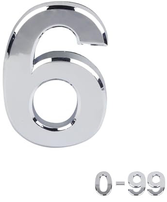 Silver Door Numbers Stick On, 0-99, Letters A, B, C, D, 3'' House Numbers Self Adhesive Stickers, For Doors, Mail Boxes, Hotel Rooms (6)