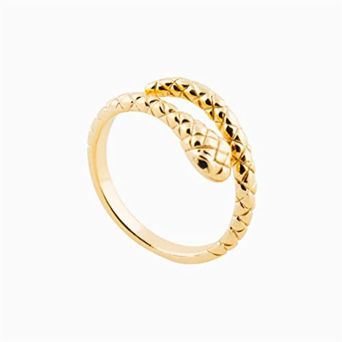 XKUN Rings Goldplattierte Schlangenringe Für Frauen Männer 925 Silber Stapelbare Frauenringe Stereoskopische Schlange Einstellbar-Gold 2,1Pcs