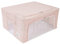 Periea ‘Beau’ Folding Collapsible Stackable Fabric Home Storage Boxes with Steel Frames (Light Pink Hemp, Medium)