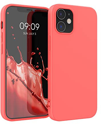 kwmobile Case Compatible with Apple iPhone 12 / iPhone 12 Pro Case - Soft Slim Protective TPU Silicone Cover - Vivid Coral