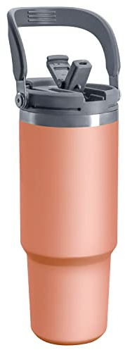 ZHZHLED 30 oz Tumbler with 2-in-1 Lid and Straw, Vacuum Insulated Water Bottle with Handle, Double Wall Stainless Steel Coffee Cup Travel Mug Leak Proof Flip, Cold for 12 Hours Iced for 24 Hours