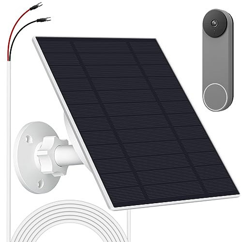 Pannello solare per campanello Google Nest, ricarica pannello solare da 5 W con porta a forma di U, impermeabile IP66, caricabatterie solare per campanello Google Nest, con cavo di ricarica da 3 m e