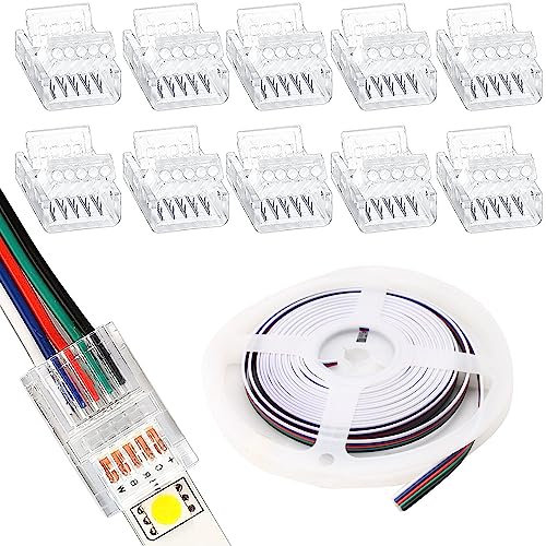 RUNCCI-YUN 5m 5-Pin LED Strip Extension Cable DC 12V-24V Connection Cable+ 10 Pack 5-pin 10mm LED Strip Connector for RGBW RGBWW L Plain LED strip & other DC 12 V, 24 V LED lighting