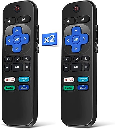 2 Pack Remote for Roku TV, Replacement for TCL/Hisense/Sharp/for Onn Roku TV Remote with Netflix Disney+/Hulu/Prime Video Hot Keys