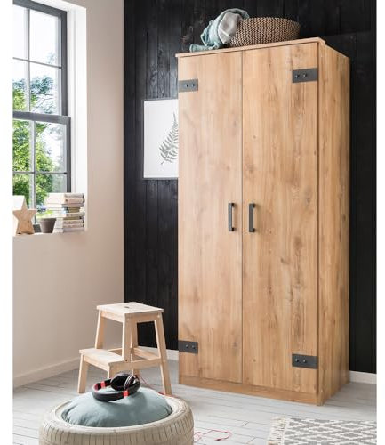 Lomadox Kleiderschrank in Plankeneiche B x H x T ca. 90 x 199 x 58cm