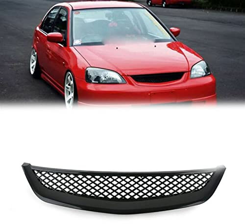 WOHOOD Rejilla De Capó Delantero ABS De Malla Negra Brillante para Coche para H&Onda para Civic JDM Tipo R 2001 2002 2003 Coche Accesorios