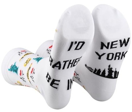 AATOP Lot de 2 paires de chaussettes New York City New York Cadeau souvenir de New York pour fille Cadeau de voyage I Love New York Chaussettes souvenir de New York