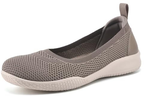 Wryweir Bequeme Damen-Slipper zum Reinschlüpfen, lässig, flach, atmungsaktiv, Netzstoff, A/Khaki, 41 EU