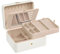 SONGMICS Schmuckkästchen mit Spiegel, Schmuckkasten mit 2 Ebenen, Schmuckbox, flexibles Schmucktablett, 17,6 x 22 x 11 cm, Ohrstecker-Organizer, Geschenkidee, wolkenweiß JBC200W01