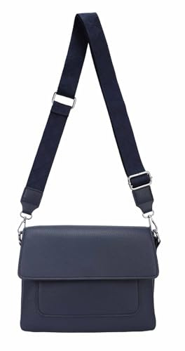 OBC Damen Tasche Shopper Brusttasche Schultertasche Crossbody Trio Umhängetasche Messenger Handtasche Crossover BodyBag Leder Optik Dunkelblau
