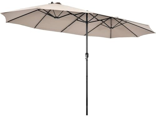 HESHEQ Doppelsonnenschirm mit Ständer & Handkurbel, Großer Marktschirm，Gartenschirm, Sonnenschirm, Terrassenschirm, Sonnenschutz,ohne Ständer for Garten, Balkon und Terrasse