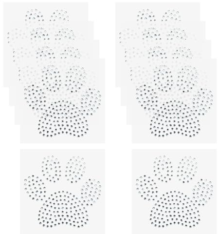 FSSTUD 24 Pcs Glitter Dog Paw Patches Paw Print Rhinestone Applique Bling Paw Iron on Decals Stickers Animal Paw Hotfix Patches Decorative Pet Appliques for Clothes Bags