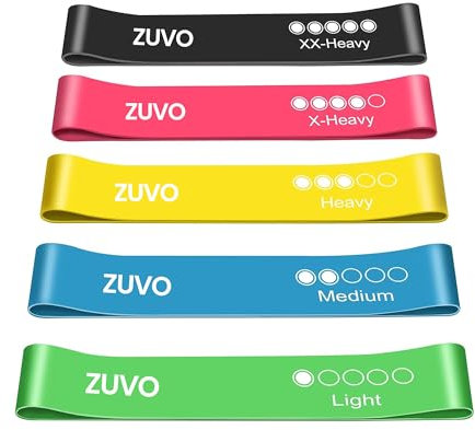 Resistance Bands Women & Men - Set of 5 - Perfect Gym Equipment - Skin-Friendly Resistance Bands with 5 Levels of Resistance Check - Zuvo, Black