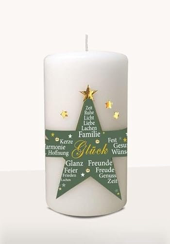 Wiedemann Kerzen Weihnachtskerze Stern Salbei mit Text 140 x Ø 70 mm
