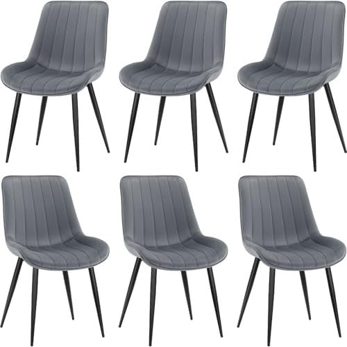 LEWE Esszimmerstühle, Stühle 6er Set, Samtstuhl Holland, Küchenstuhl, Komfort, Stabil, Einfach und Bequem, hautfreundlich, mit dickem Schaumstoff gepolstert - [Dunkelgrau]