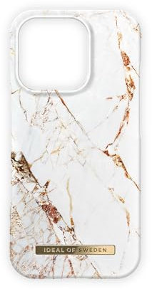 IDEAL OF SWEDEN Bedruckte Handyhülle, niedliches buntes Muster, schützende Abdeckung aus Hartplastik mit Mikrofaserfutter für das iPhone. Kompatibel mit iPhone 16 Pro (Carrara Gold)