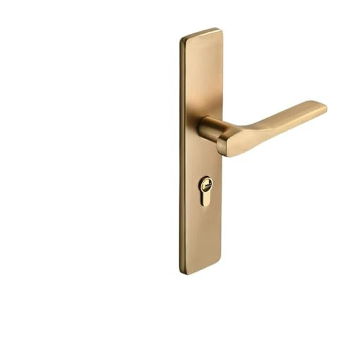XPJYUA Türklinke 1set Innen Schlafzimmer Schloss Massivholz Haushalt Tür Griff Kupfer Gebürstet Licht Luxus Schloss Haushalt Hardware Zubehör(Gold)