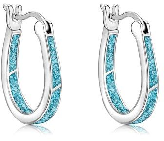 URONE Türkis Ohrringe Silber 925 Creolen Türkis Ohrringe mit Türkis Stein Türkis Schmuck Geschenke für Frauen Damen