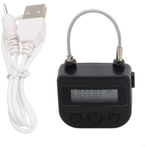 Zahlenschloss, Metall-Timerschloss, Zeitschloss, Anti-Addiction, elektronisches Schloss, 99 Stunden max. Timing, Selbstdisziplin, Anti-Addiction, zeitgesteuertes Vorhängeschloss (schwarz)