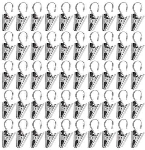 Percha de cortina con clip, clip de gancho drapeado,50 piezas/set s ganchos arttrales para exhibición de obras de arte | Suministros de exhibición de manualidades, ganchos de acero inoxidable
