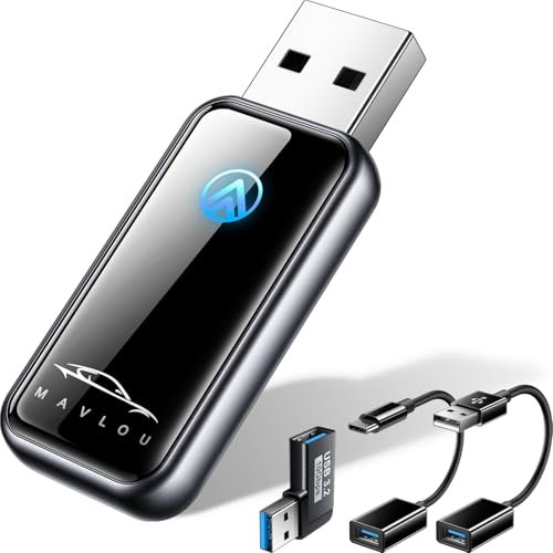 Wireless Android Auto Adapter - Neuestes Upgrade Mini Dongle mit Glasplatte & Metallrahmen für Wired zu Wireless Konvertierung, Kompatibel mit Android 11+ Autos