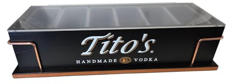 Tito's Handmade Vodka Bar Caddy, Black with Copper Trim, 6-Compartment Condiment Holder