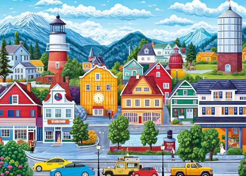 Puzzle 1000 Teile für Erwachsene, klassisches Lernspiel Wunderschönes Dekoration-Farbenfrohe Häuser & charmante Stadt-Puzzle Geschenke