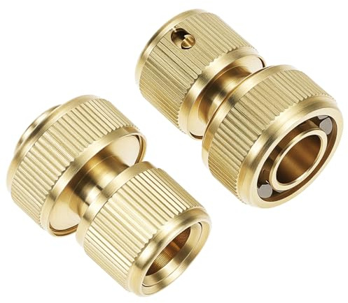 QWORK® Lot de 2 Raccords Rapides Aquastop en Laiton 19 mm (3/4), Connecteurs Enfichables pour Tuyau d'Arrosage