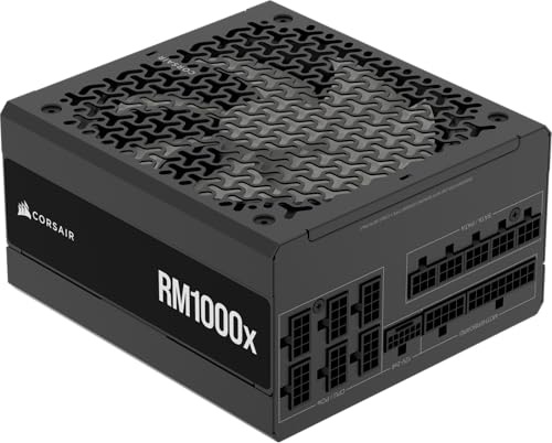 Corsair RM1000x ATX 3.1 PCIe 5.1 Ready - Fuente de alimentación Totalmente Modular de 1000 W, bajo Ruido, eficiencia Cybenetics Gold, Conector Nativo 12V-2x6, Color Negro
