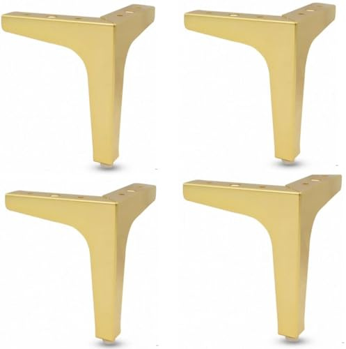 Möbelbeine aus kaltgewalztem Stahl, 4er-Set, Möbelfüße for Fernsehschrank und Couchtisch(Gold,13cm)