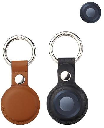 2 Stück Schutzhülle für Motorola Moto Tag Schlüsselfinder, yystao PU-Leder Schutzhülle kompatibel mit Motorola Moto Tag, Anti-Verlust-Design (Schwarz & Braun)