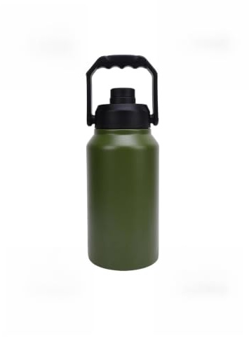 Oreilet Bottiglia d'Acqua Isolata 3L, Brocca per Bottiglia d'Acqua in Acciaio Inossidabile 316 con Manico, Tazza Termica da Viaggio per Palestra Sportiva in Campeggio All'aperto (Verde Oliva)