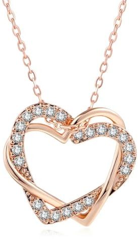 AEQEHVC Halskette mit Herz-Anhänger für Damen, geeignet für Hochzeit, Alltag, Mode