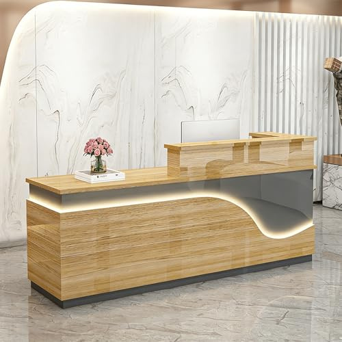 yurstcggh Empfangstheke Holz,Moderne Empfangstresen,Rezeptionstheke Ecke,Front Theke Bürotheke Rezeption Tisch für Büro,Geschäft,Friseursalon,Studio oder Empfangsbereich 180×60×100cm