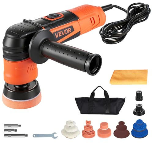 VEVOR Lucidatrice per Auto 600 W, Lucidatrice Rotativa per Auto con 6 velocità Variabili da 1000 a 4500 Giri/Min, Dischi da 30/50/76 mm, Kit per Ceratura, Lucidatura e Rimozione Graffi, Multifunzione