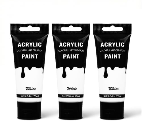 YULL Acrylfarbe Weiß - 225 ml Cremige Acryl Holzfarbe Weiß auf Wasserbasis Wasserfest Lichtecht Schnell Trocknend zum Auftragen mit Pinsel auf Leinwand, Stein, Holz, Papier & Malkarton (deckweiß)