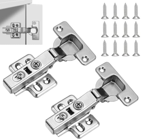 2 Pieces Soft Close Hinges for Kitchen Cupboards 110 Degree Door Hinges | 35mm Concealed Kitchen Cupboard Hinge, Full Overlay Kitchen Door Hinge, Folding Doors Hinge with Screws-Nickel Plated