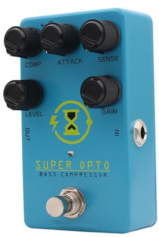 Stage Ready Aluminum Alloy Bass Guitar Compressor with Enhances Clarities and Punches for Various Music Styles Optical Bass Compressor Pedal
