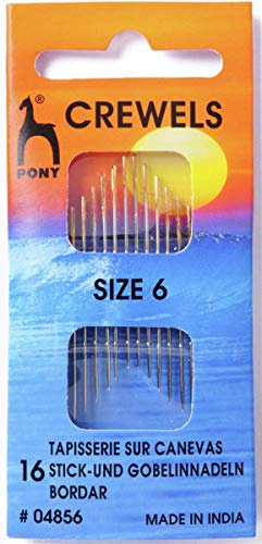 Pony Gold Eye Sewing Needles: Crewels Size 6, Multi-Colour, 6