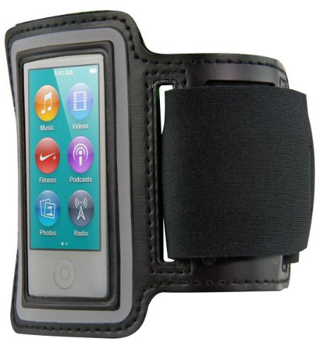 kwmobile Sport Armband kompatibel mit Apple iPod Nano 7 - mit Schlüsselfach - Sport Armtasche 19-35 cm Innenmaße - Schwarz