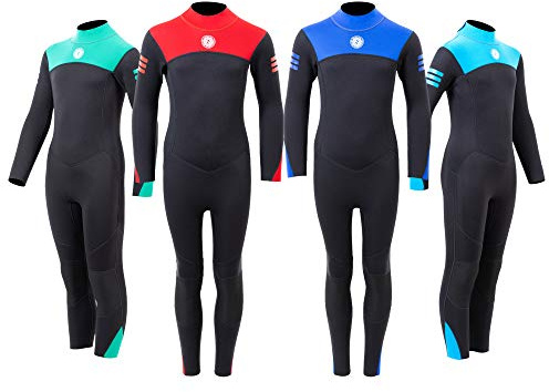 Two Bare Feet Kids Glider Wetsuit – Full-Length 2.5mm Neoprene, Warm & Flexible Children's Summer Surf Suit for Swimming, Diving & Water Sports (Blue, 3XL)