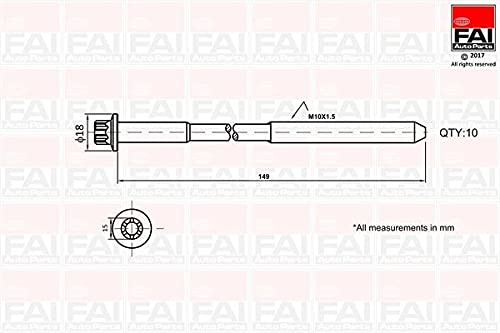 FAI AutoParts Cylinder Head Bolt Kit Part Number: B1136
