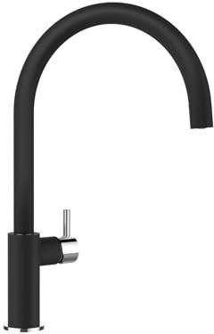 SCHOCK Küchenarmatur Hekate in schwarz – Hochdruck Armatur mit Festauslauf, eingebauter Temperaturbegrenzung und integrierter Wassersparfunktion