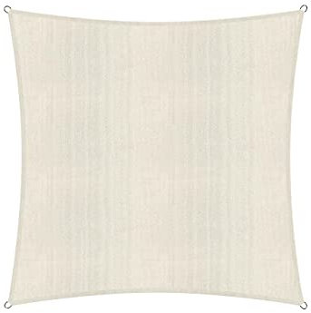 Lumaland Sonnensegel Quadrat | 3 x 3 Meter Wetterbeständiger Sonnenschutz inkl. Befestigungsseile | Terrasse, Garten & Balkon Schattenspender mit UV-Schutz [Creme]