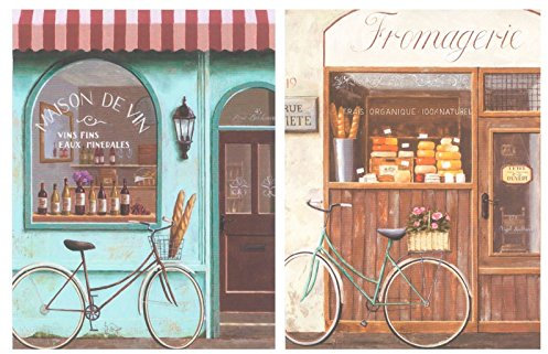 Cuadro de Madera Bicicleta Vintage. Placas de Madera Set de 2 Cuadros de 19 cm x 25 cm x 4 mm unid. Adhesivo FÁCIL COLGADO. Adorno Decorativo. Decoración Pared hogar