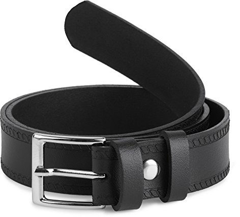 Ladeheid Kinder Gürtel Ledergürtel Mode Accessoire für Kinder Jungen Gürtel mit Schnalle 2,5 cm Breit K1D5 (Schwarz-2, 60 cm (Gesamtlänge 79 cm))