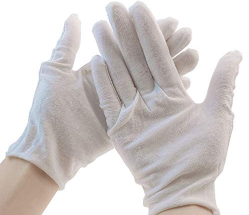 12 Paar weiß Baumwolle Handschuhe Medium Größe dicker und wiederverwendbare Weiches funktioniert Jewelry Handschuh für Münze Silber Inspektion (weiß)