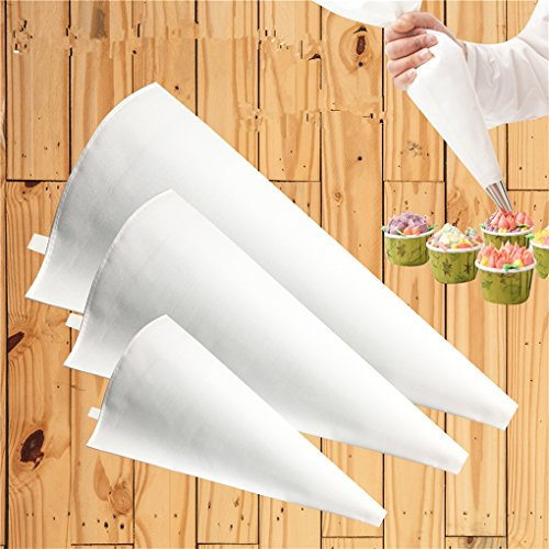 CFtrum 3 Taille tissu Piping Bag Réutilisable Glaçage Piping Crème Pâtisserie Sac Cake Décoration Outil DIY